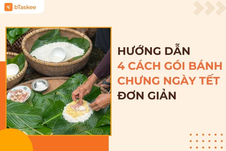 Cách gói bánh chưng ngày Tết