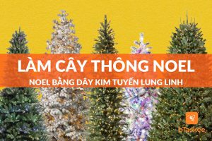 làm cây thông noel bằng dây kim tuyến