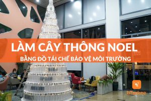 làm cây thông noel bằng đồ tái chế