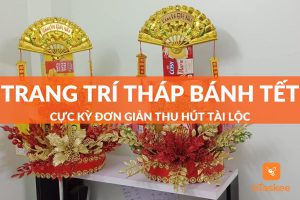 trang trí tháp bánh tết