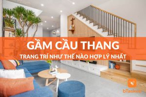 trang trí gầm cầu thang phòng khách