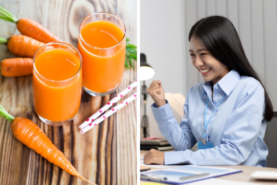Dưỡng chất có trong nước ép cà rốt giúp giảm căng thẳng, thư giãn tâm trạng