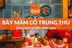 mâm cỗ trung thu bằng bánh kẹo