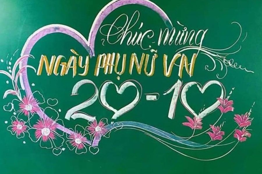 Mẫu viết chữ bảng chúc mừng 20/10 dành cho người mới. (Ảnh: Sưu tầm)