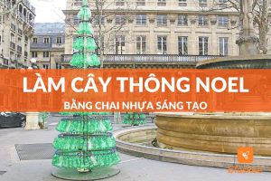 làm cây thông noel bằng chai nhựa