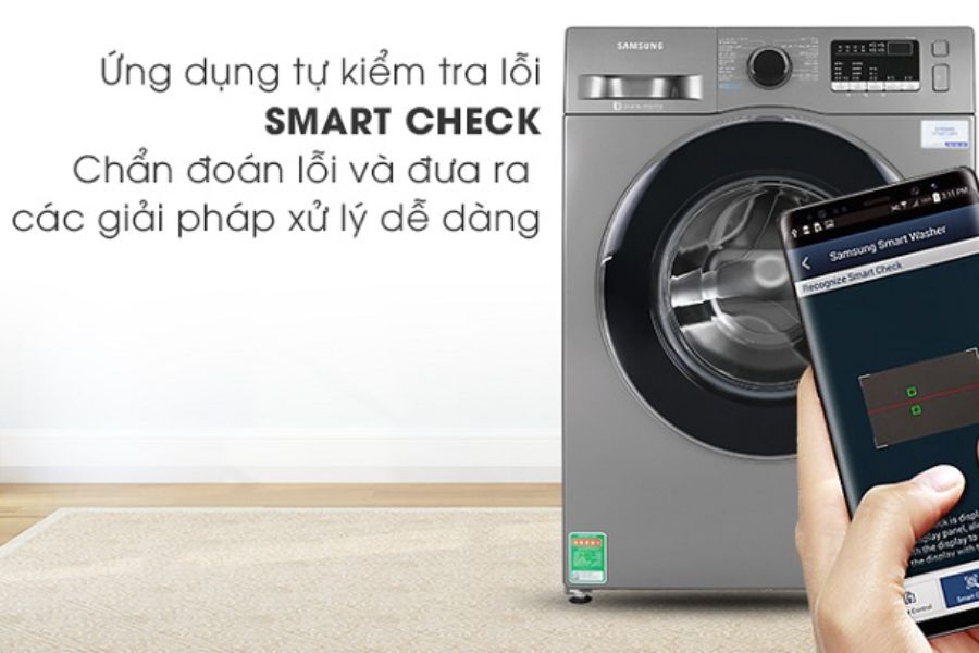 Chức năng Smart Check có thể hoạt động nếu không có nút nào được nhấn sau khi bật máy giặt.