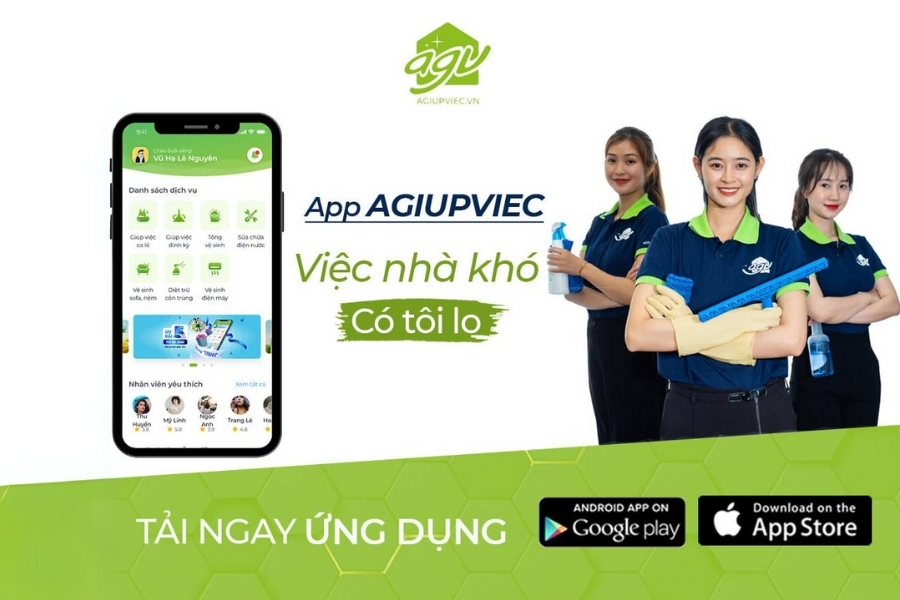 App tìm người dọn dẹp Agiupviec.