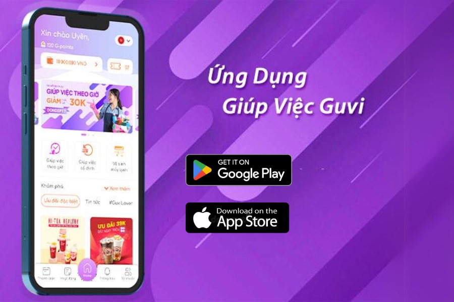 Ứng dụng giúp việc theo giờ GUVI.