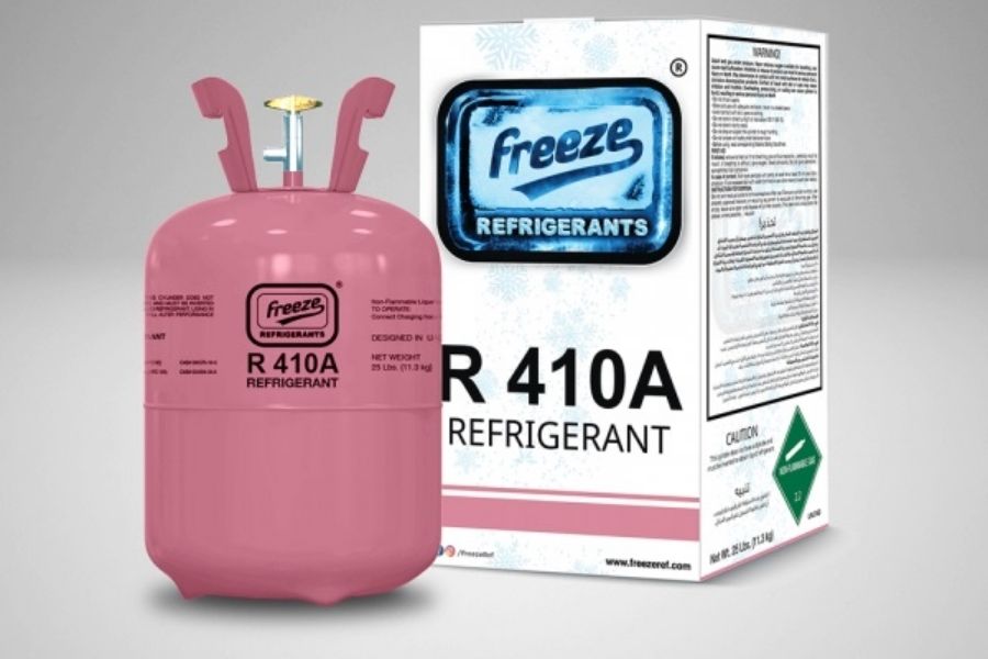 Gas R410A được sử dụng phổ biến trong các dòng máy lạnh mới.
