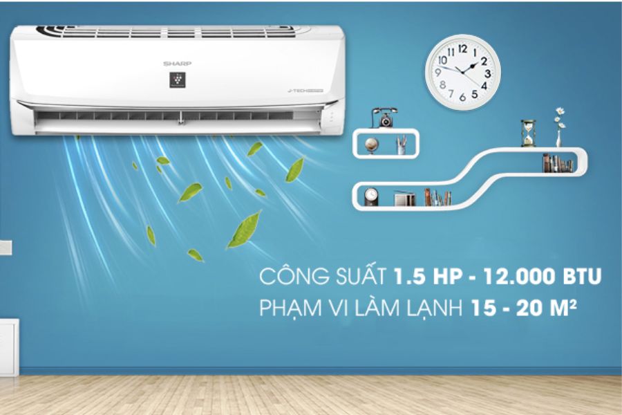 Công suất máy lạnh thường có thông số 1.5 HP – 12.000 BTU