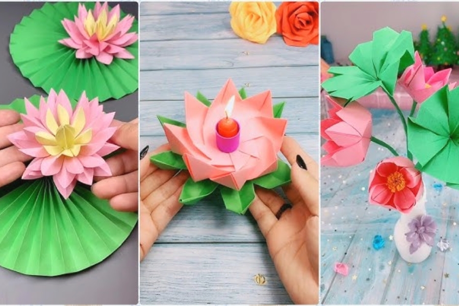 Thử ngay ý tưởng sáng tạo dùng giấy origami làm đèn hoa sen đẹp mắt.