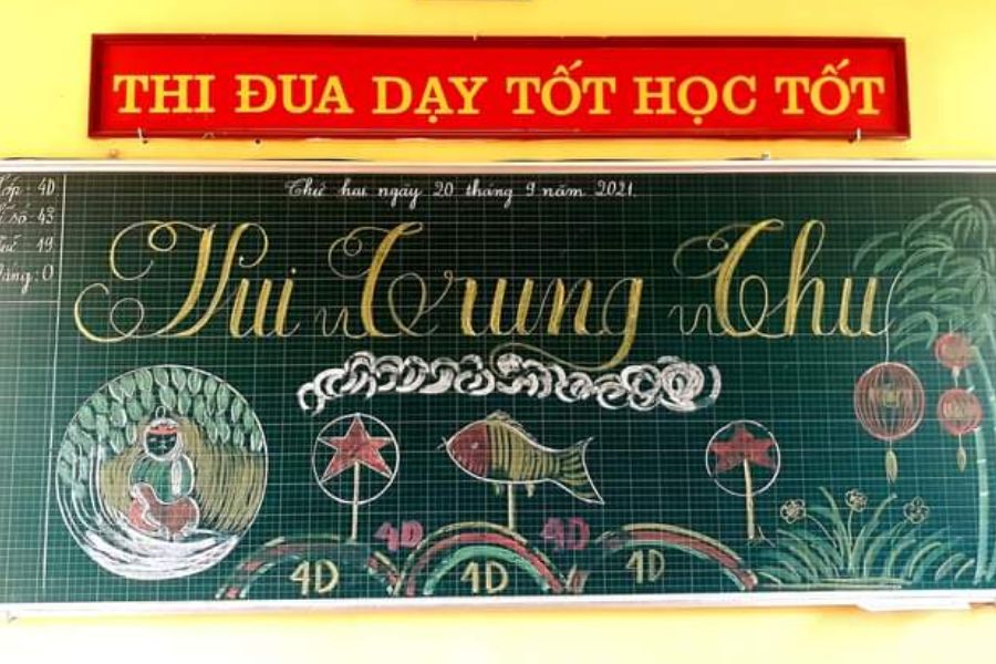 Trang trí bảng lớp vui Trung thu cùng Chú Cuội. (Ảnh: Sưu tầm)