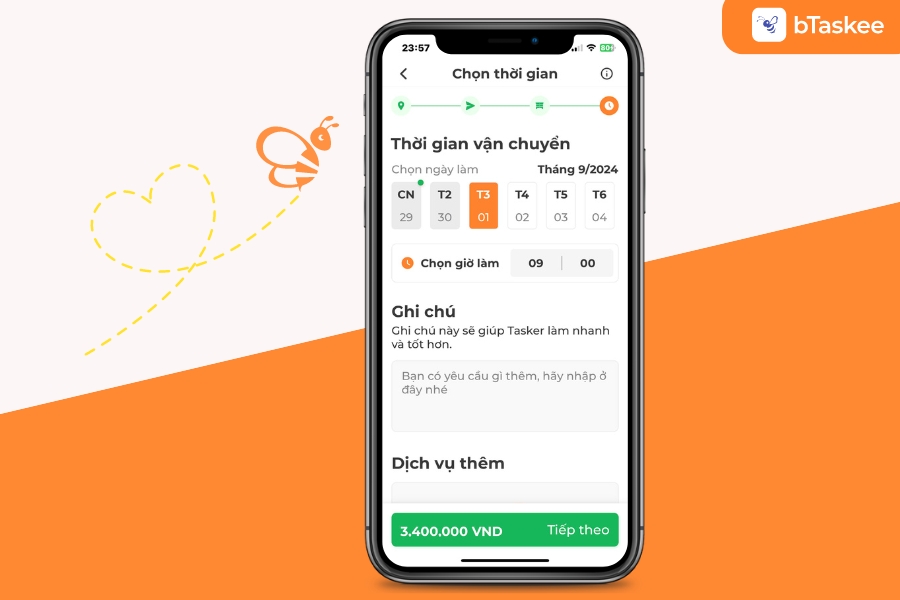 Giá cả được hiển thị rõ ràng, minh bạch ngay trên app bTaskee.