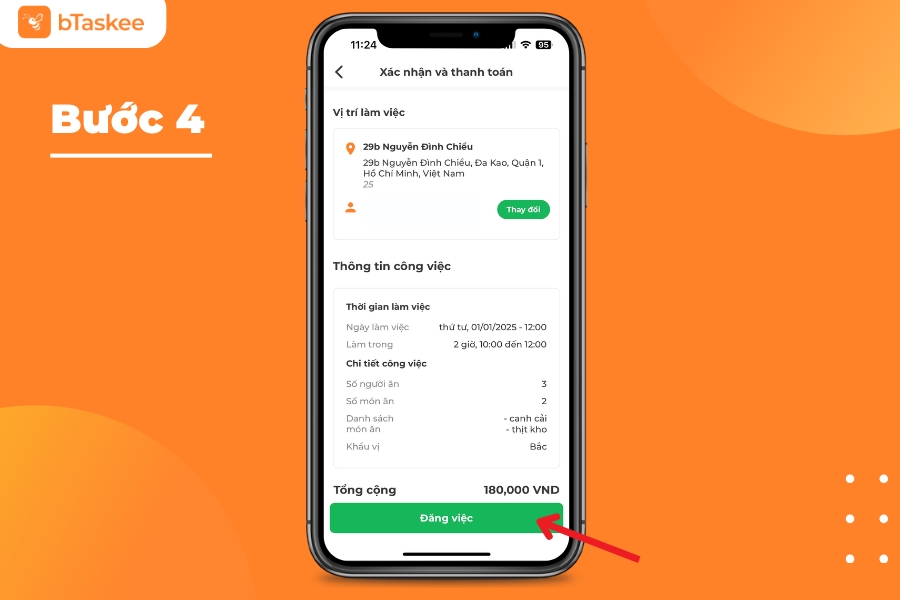 Kiểm tra lại thông tin và chọn “Đăng việc”.