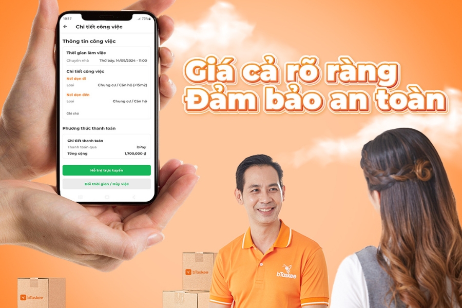 Giá cả hiển thị rõ ràng và minh bạch trên ứng dụng.